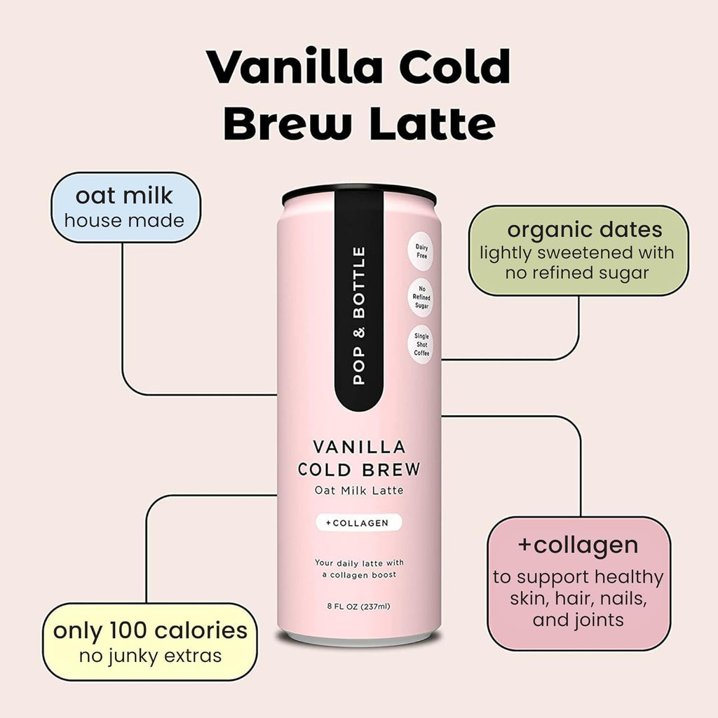 Vanilla Oat Milk Lattes Cold Brew Sustainably Sourced Marine Collagen MCT Oil