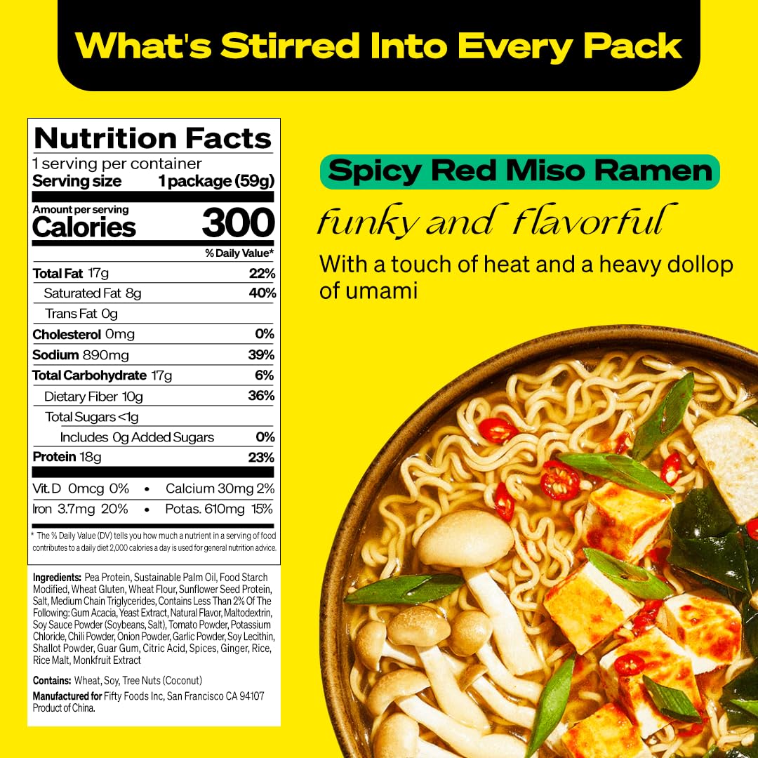 Net Carbs Spicy Red Miso Ramen Cup Noodles Protein