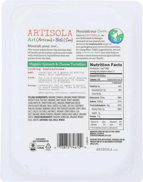 Artisola Spinach and Cheese Tortellini