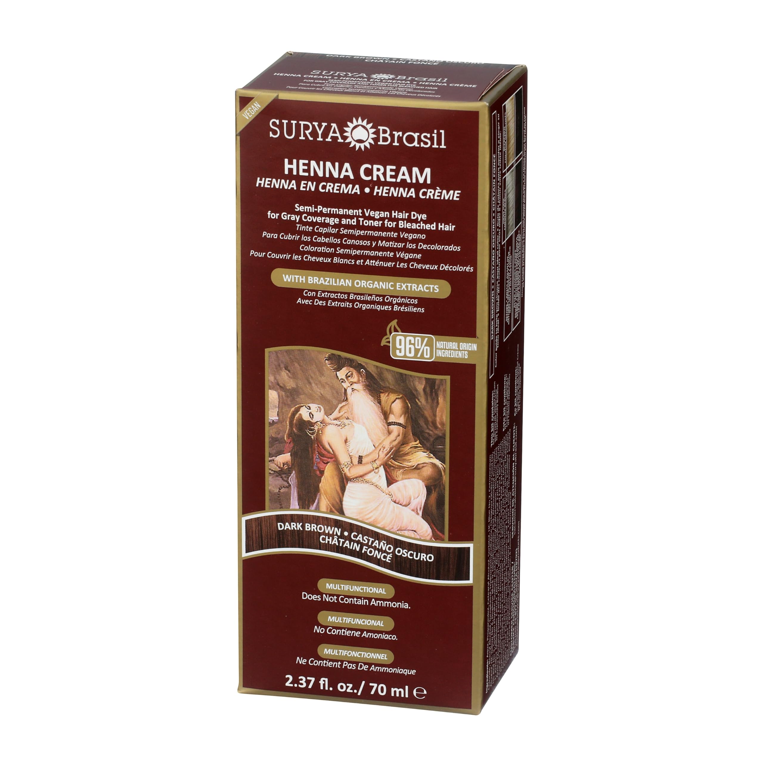 Henna Cream Dark Brown 96% Natural Ingredients Cruelty-Free