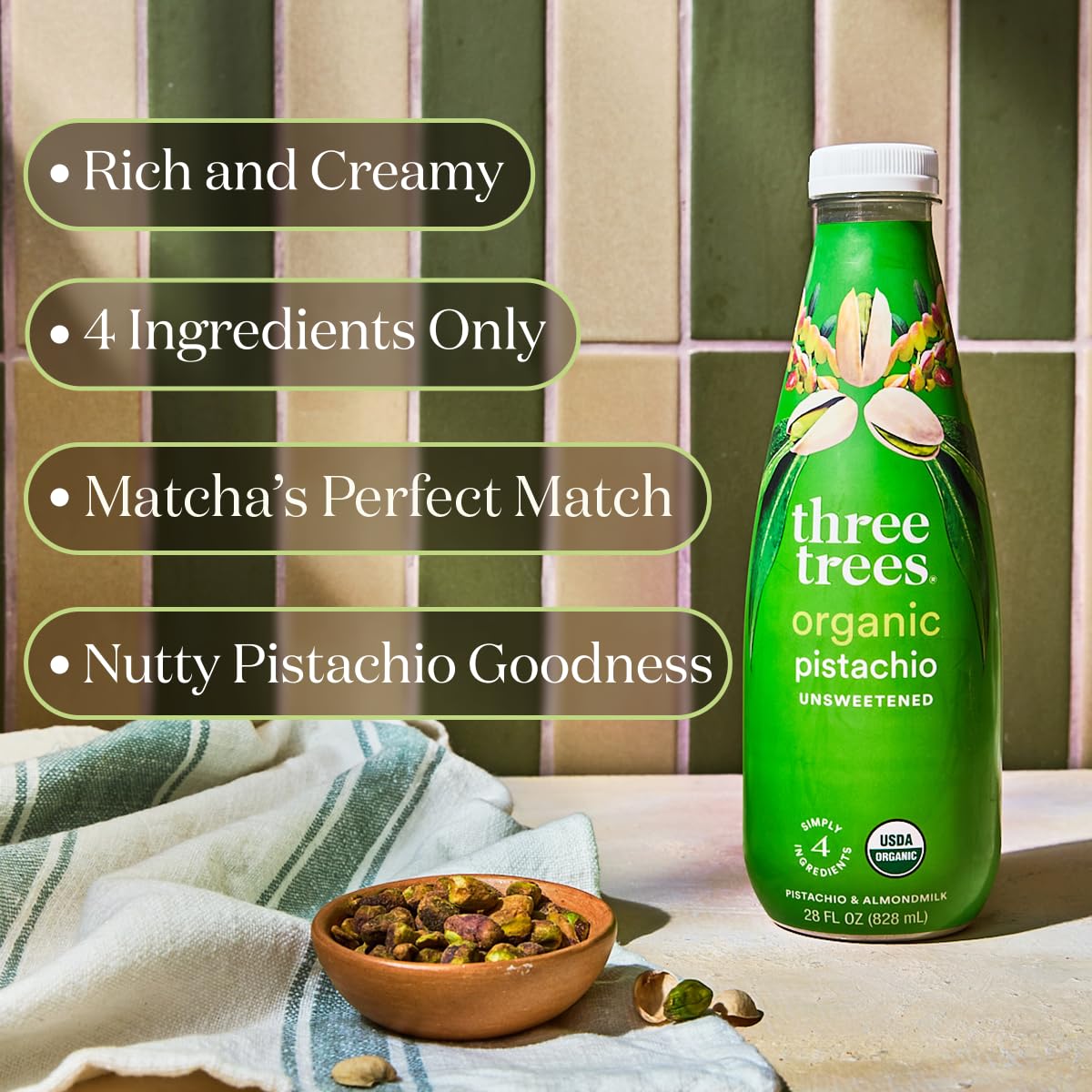Unsweetened Creamy Pistachio Milk