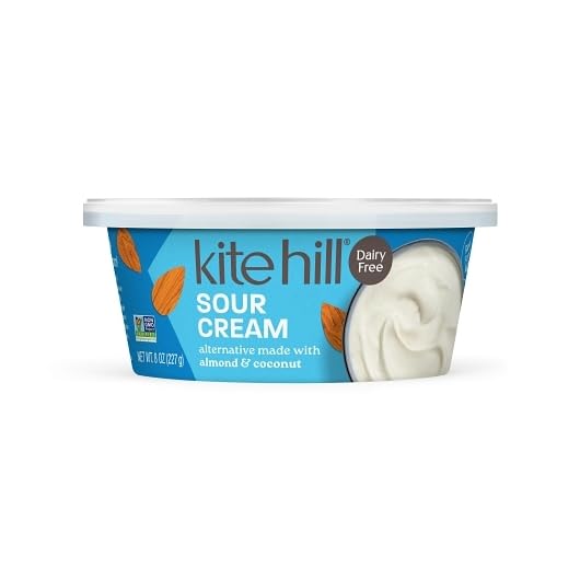 Kite Hill Almond & Coconut Sour Cream Alternative, Gluten-Free, Non-GMO, Vegan, 8 oz (Pack of 6)
