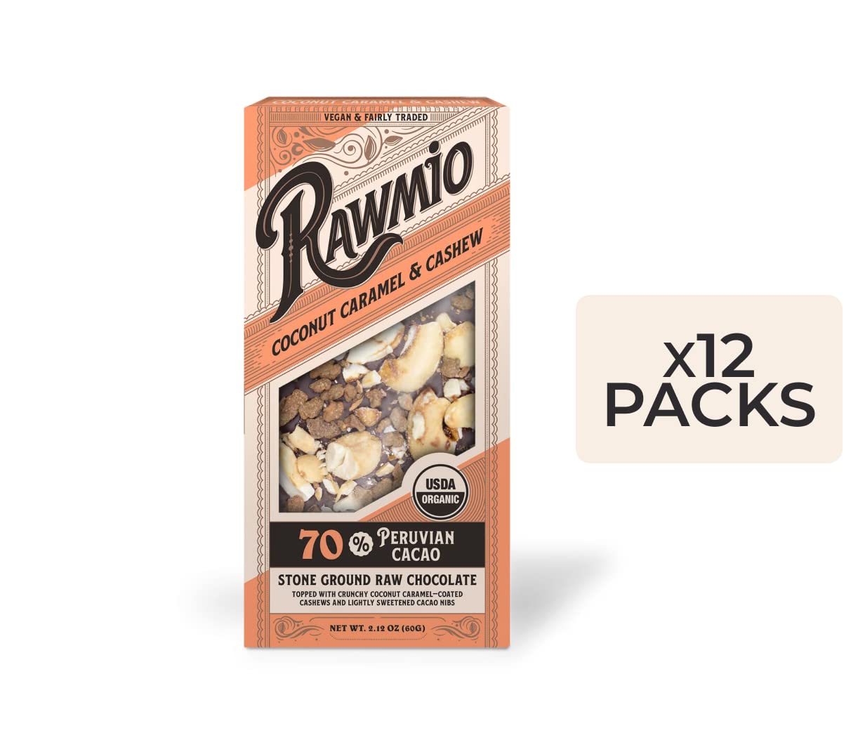 Coconut Caramel & Crushed Cashew Bark . Raw
