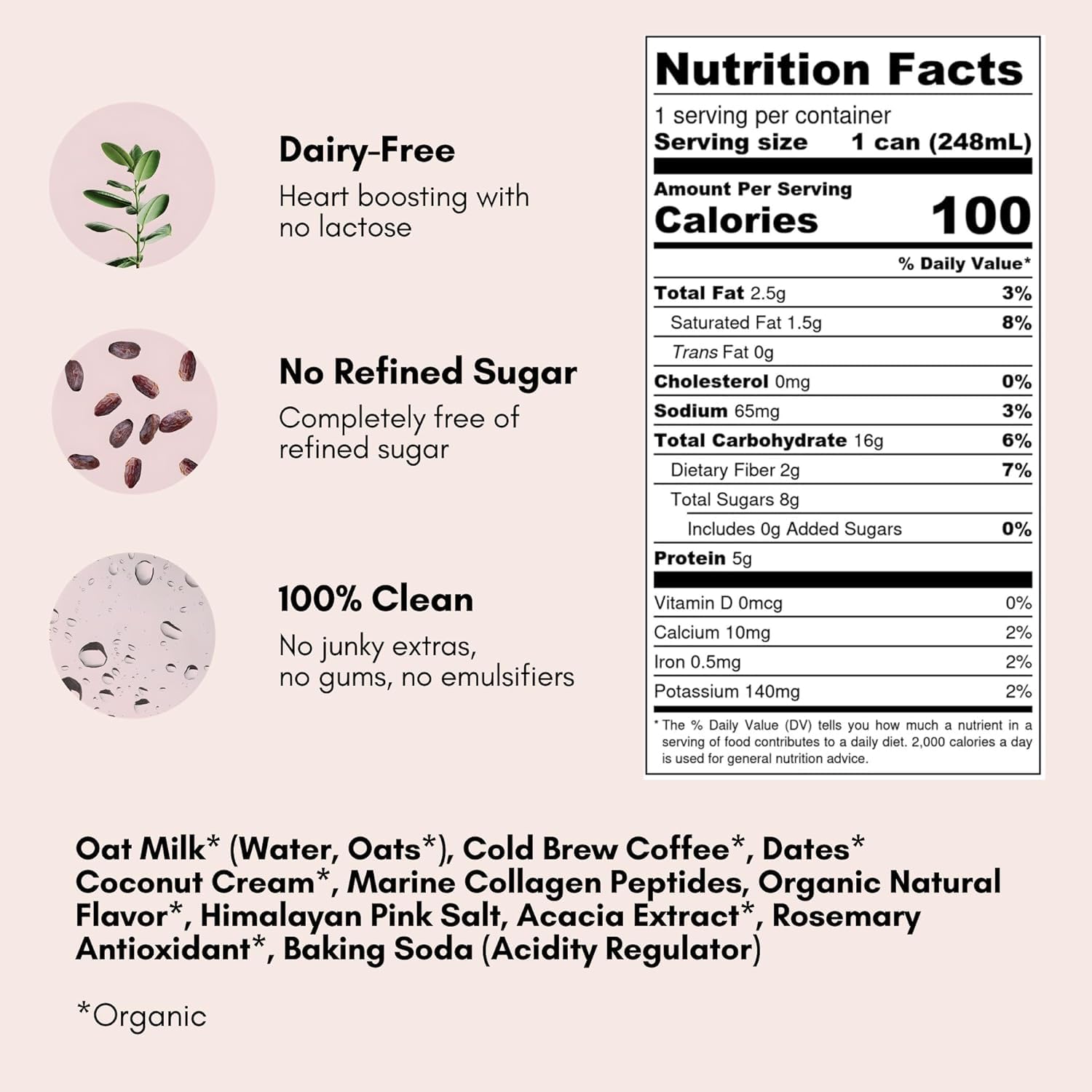 Vanilla Oat Milk Lattes Cold Brew Sustainably Sourced Marine Collagen MCT Oil