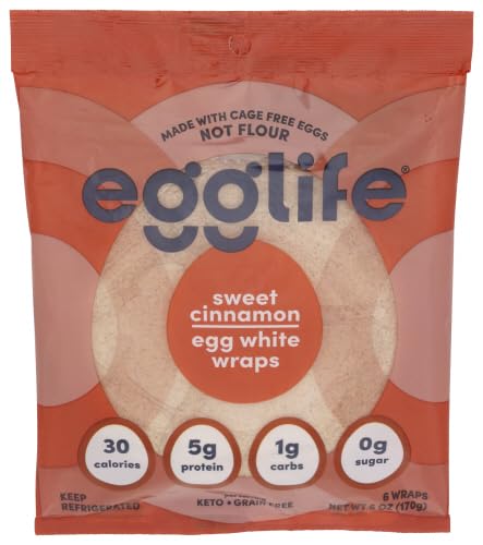 Egglife Sweet Cinnamon Egg White Wraps, 18 Count (Pack of 3)