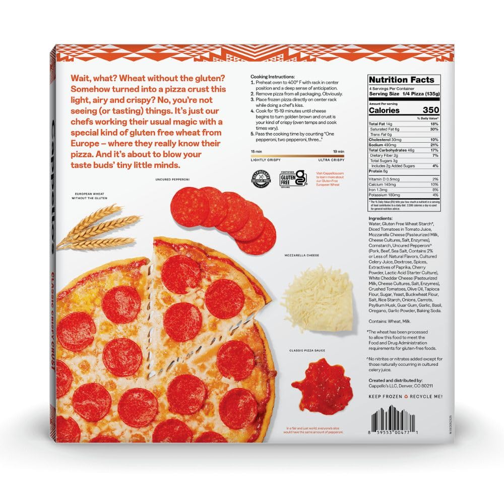 Frozen Pizza Cappello's Classic Crispy Crust Uncured Pepperoni