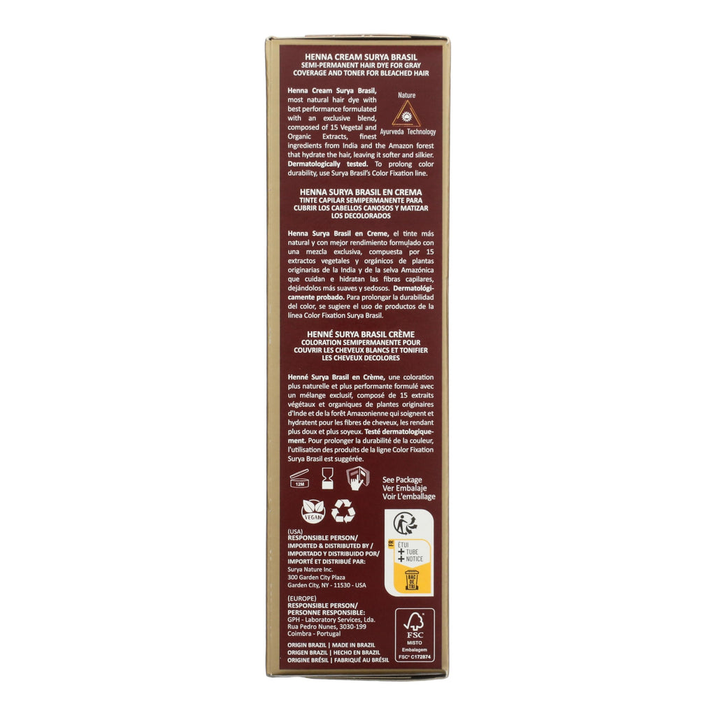 Henna Light Brown Cream Surya Nature Inc