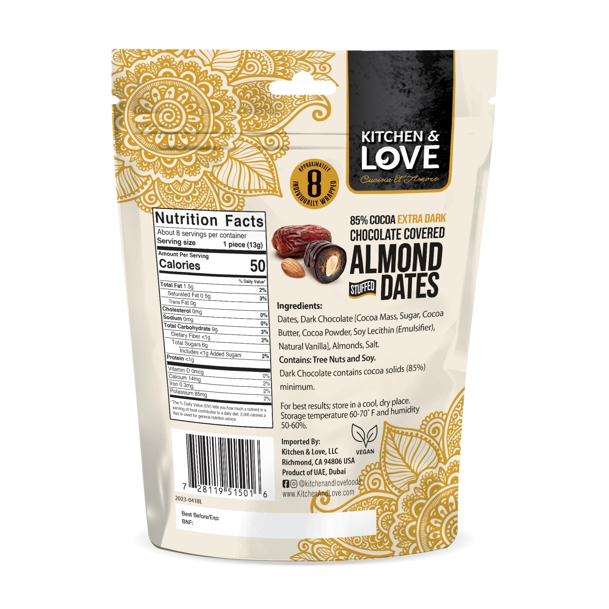 Chocolate Covered Almond Stuffed Dates