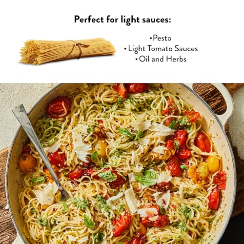 Made with Only Semolina Durum Wheat Flour Bronze Cut Capellini Pasta