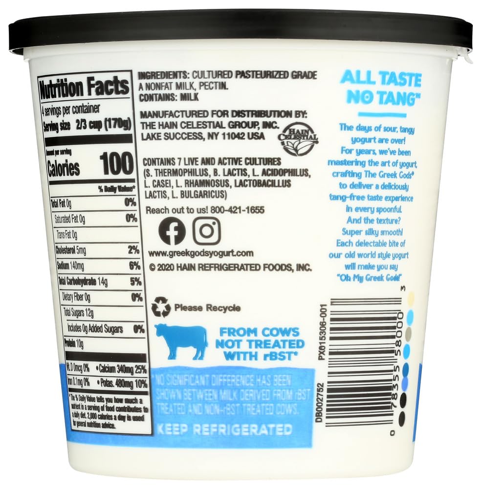 Greek Gods Non Fat Plain Yogurt