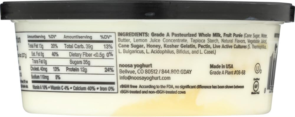 Noosa Lemon Yoghurt, 8 oz (Pack of 12)