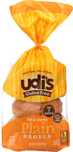 Udi's Gluten-Free Plain Bagels, 14 oz (Pack of 3, 4 Count Each)