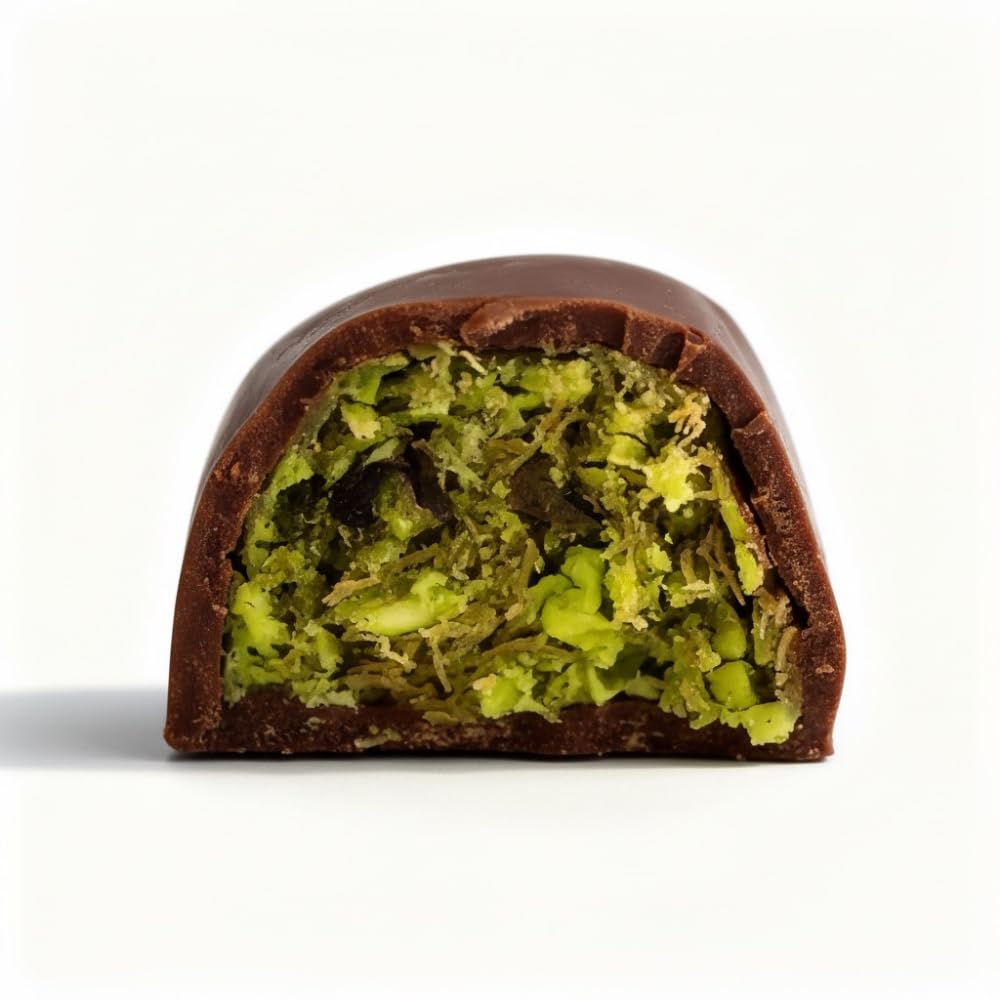 Bind Authentic Dubai Chocolate Bites - Premium Milk Chocolate with 20% Pistachio & Crispy Kadayif Kunafa Filling - Gourmet Middle Eastern Treat, 7 oz (200g)