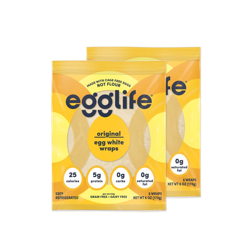 Egglife Egg White Wraps (Pack of 2, 12 Wraps Total)