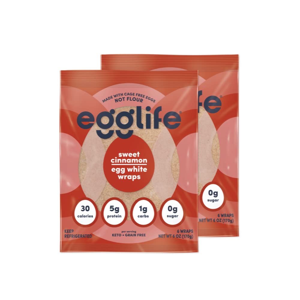 Egglife Egg White Wraps (Pack of 2, 12 Wraps Total)