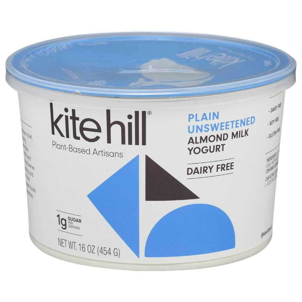 Kite Hill European Style Plain Unsweetened Almond Milk Yogurt, 16 oz (Pack of 6)