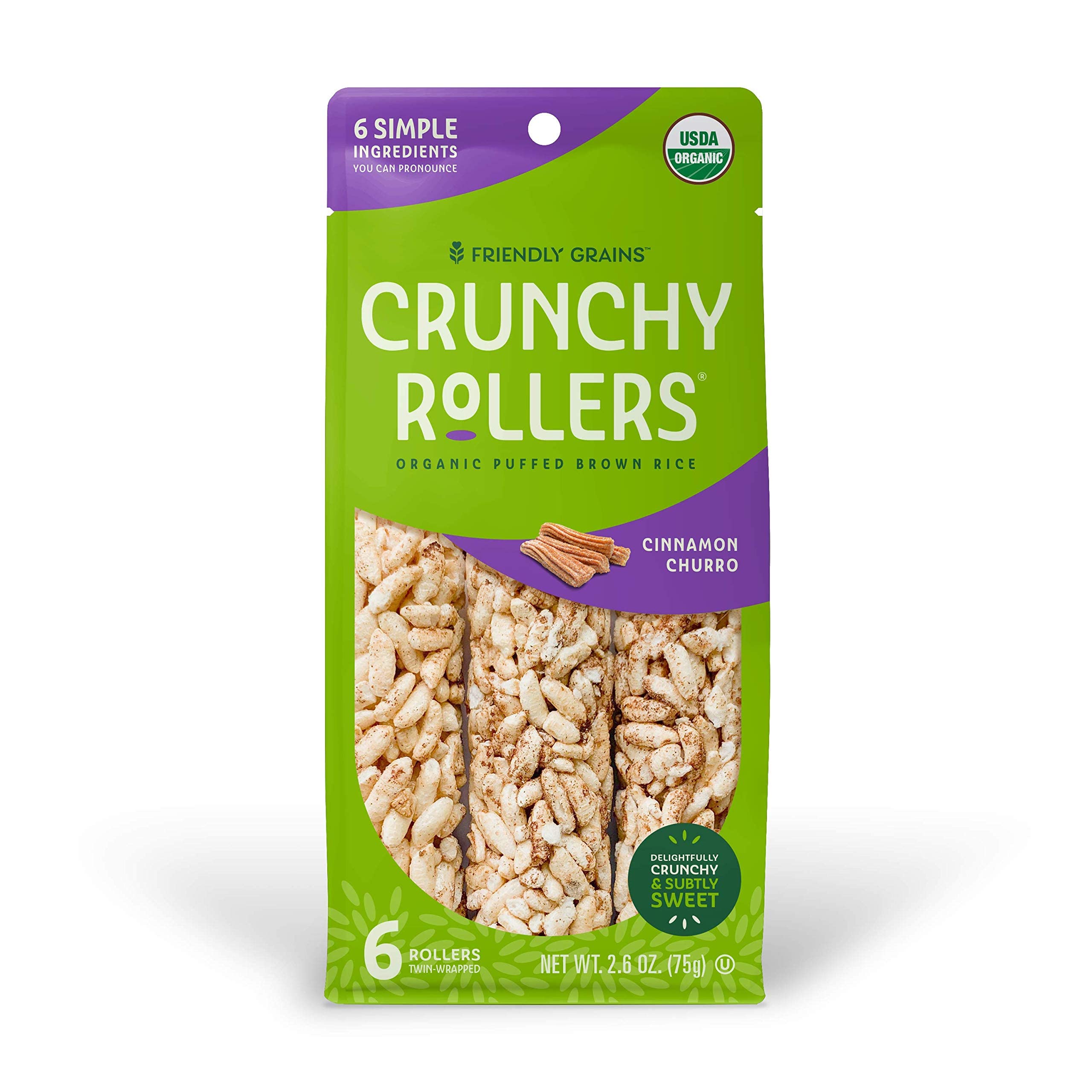 Healthy Rolls Cinnamon Churro ( of 6) Crispy Puffed Rice Crunchy Rollers