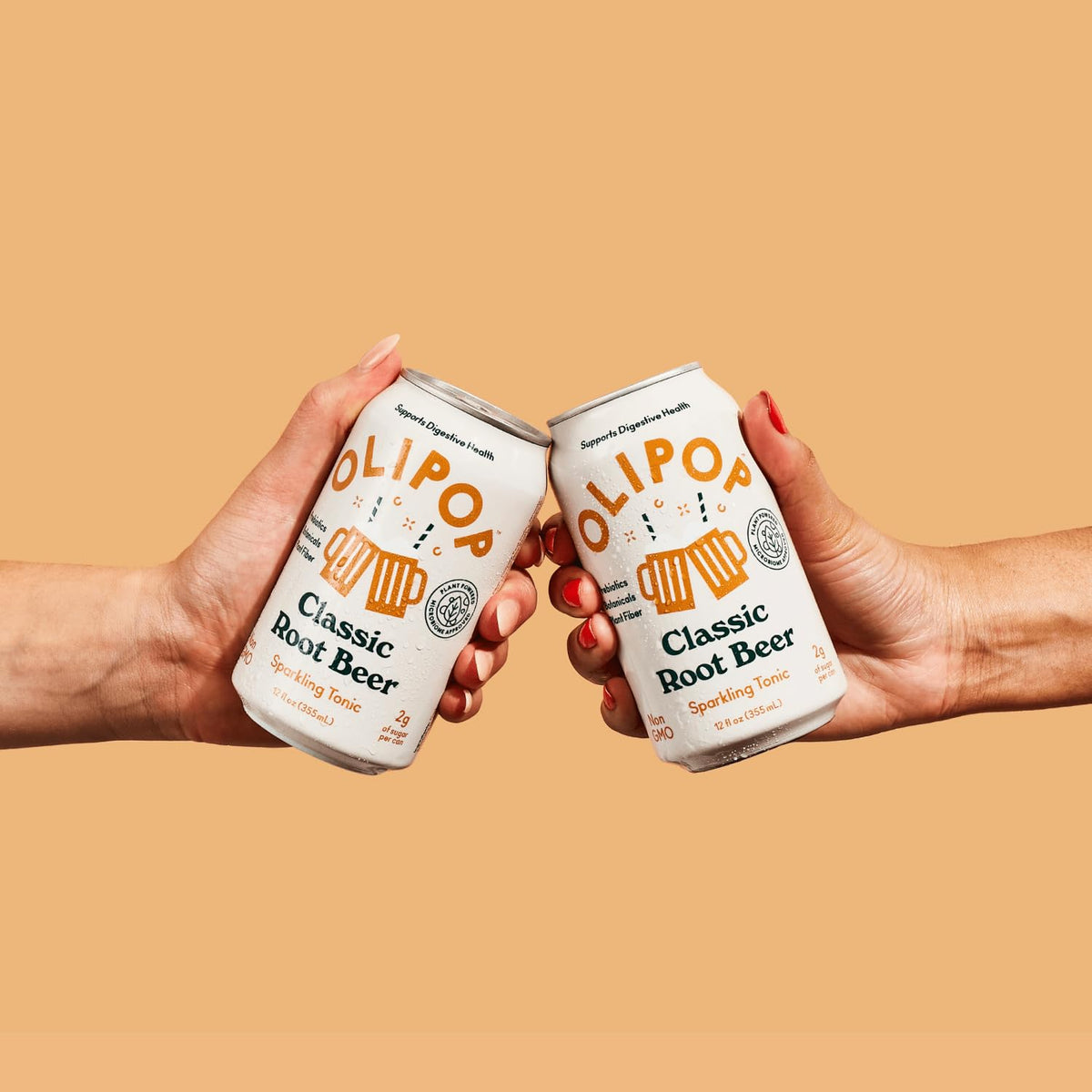 OLIPOP - Classic Root Beer Sparkling Tonic, Healthy Soda, Prebiotic Soft Drink, Aids Digestive Health, Contains Prebiotics & 9g of Plant Fiber, Caffeine Free, Low Calorie, Low Sugar (12 oz, 4-Pack)