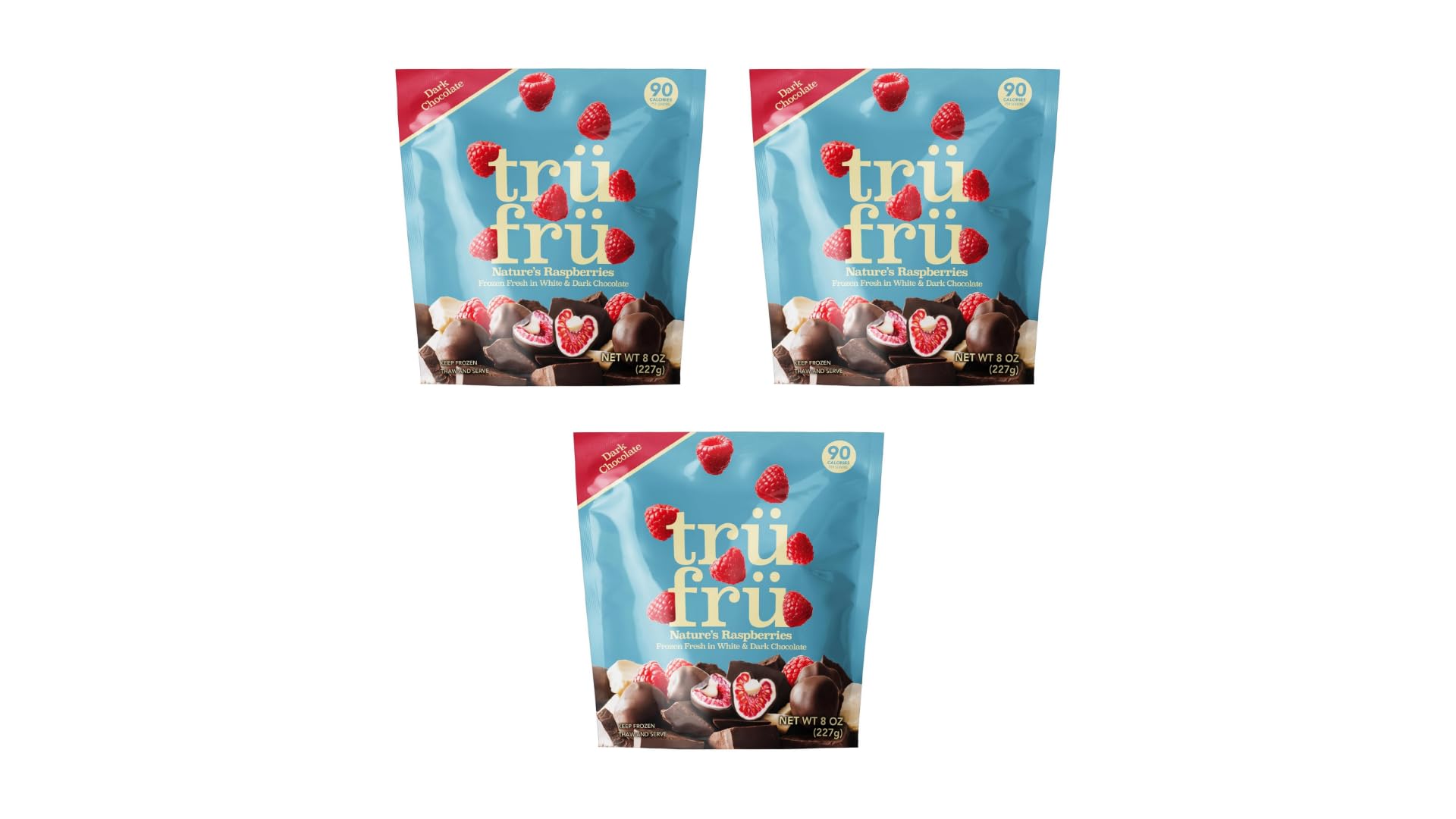 Bag Nature's Raspberries Frozen Fresh in White & Dark Chocolate