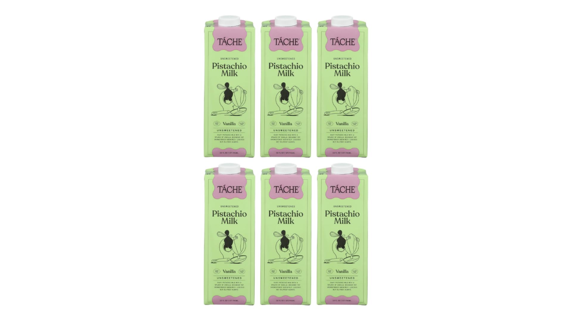 Tache Unsweetened Vanilla Pistachio Milk, 32 fl oz (Pack of 6)