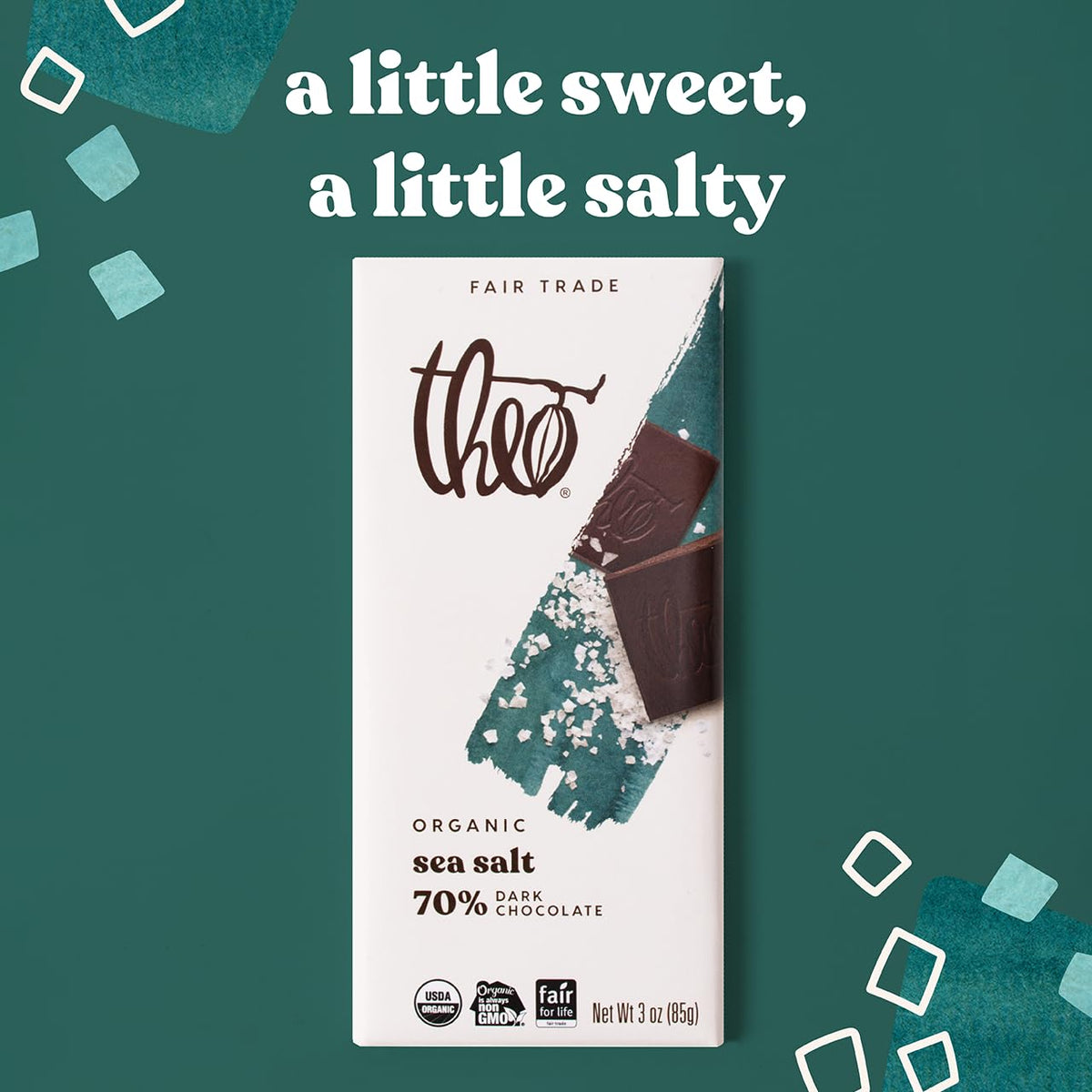 Theo Chocolate Sea Salt Organic Dark Chocolate Bar, 70% Cacao