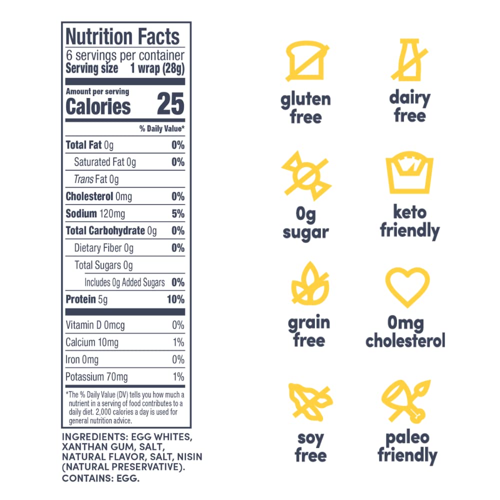 Egglife Egg White Wraps (Pack of 2, 12 Wraps Total)