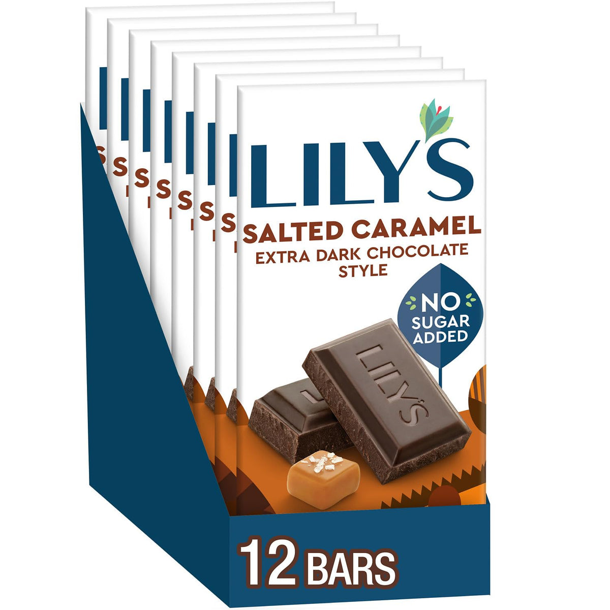Lily's Salted Caramel Extra Dark Chocolate Style No Sugar Added Bars, 2.8 oz (Pack of 12)
