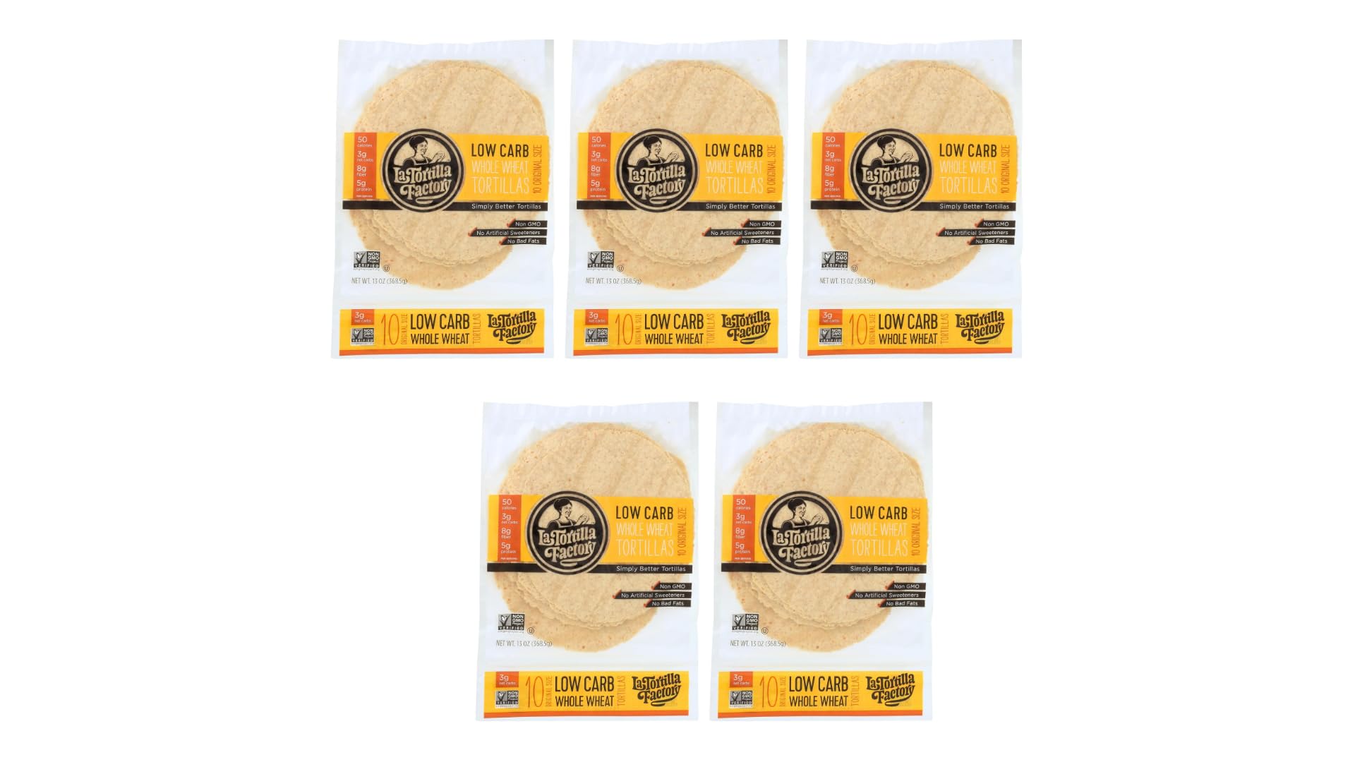 La Tortilla Factory Low Carb Whole Wheat Tortillas, Original Size (Pack of 5)