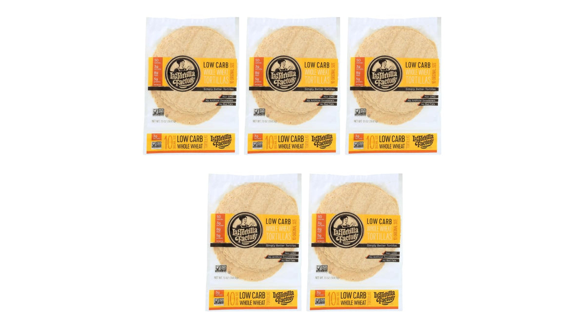 La Tortilla Factory Low Carb Whole Wheat Tortillas, Original Size (Pack of 5)