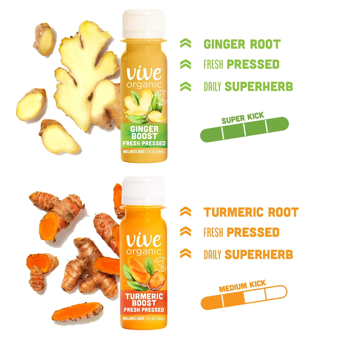 Vive Organic Immune Support Ginger & Turmeric Shot Variety Pack, 2 fl oz