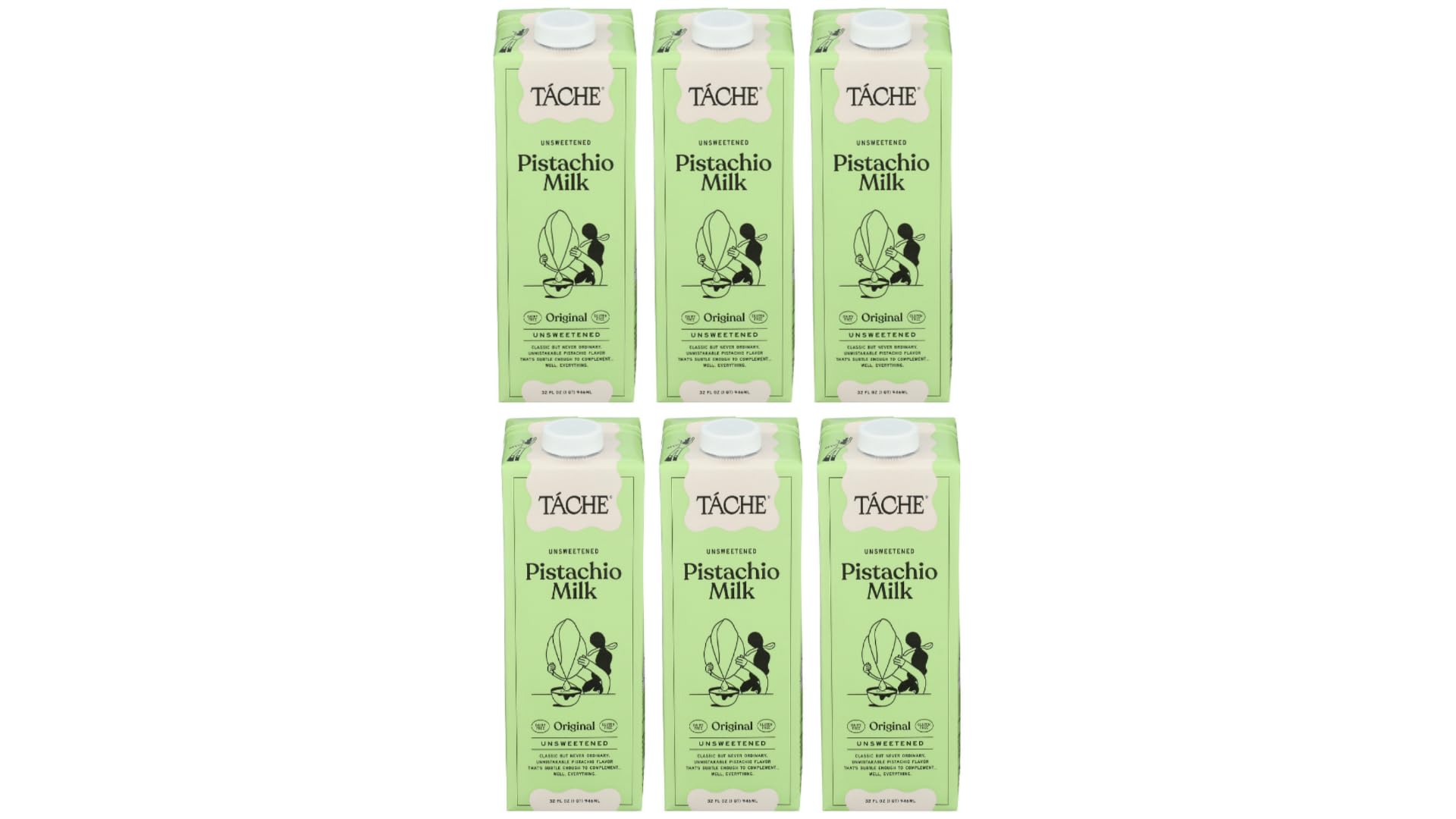 Tache Unsweetened Pistachio Milk, 32 fl oz (Pack of 6)