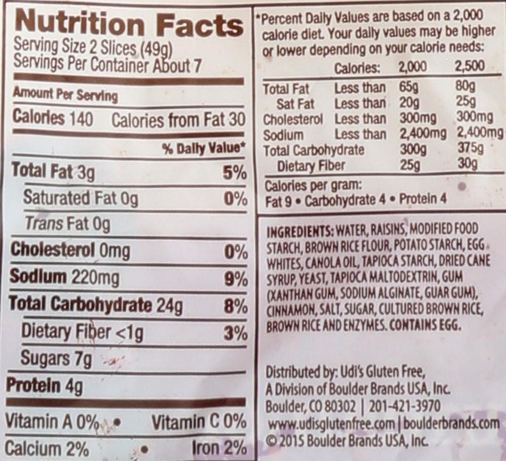 Udi's Gluten-Free Cinnamon Raisin Bread, 12 oz (Pack of 3)