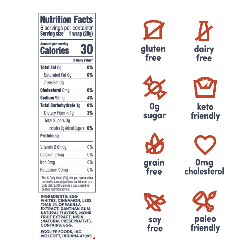 Egglife Egg White Wraps (Pack of 2, 12 Wraps Total)