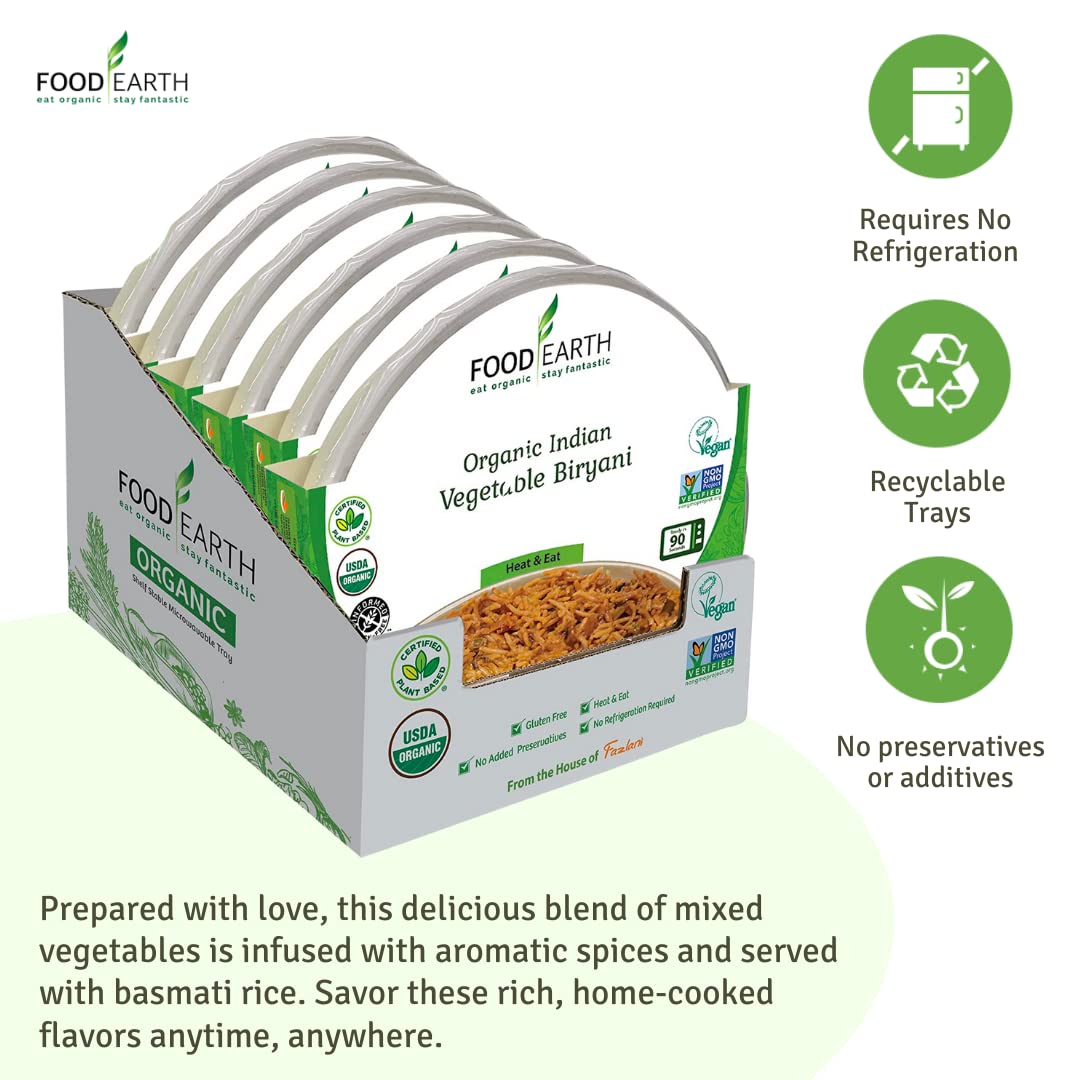 Food Earth Indian Vegetable Biryani, 225 g (Pack of 6)