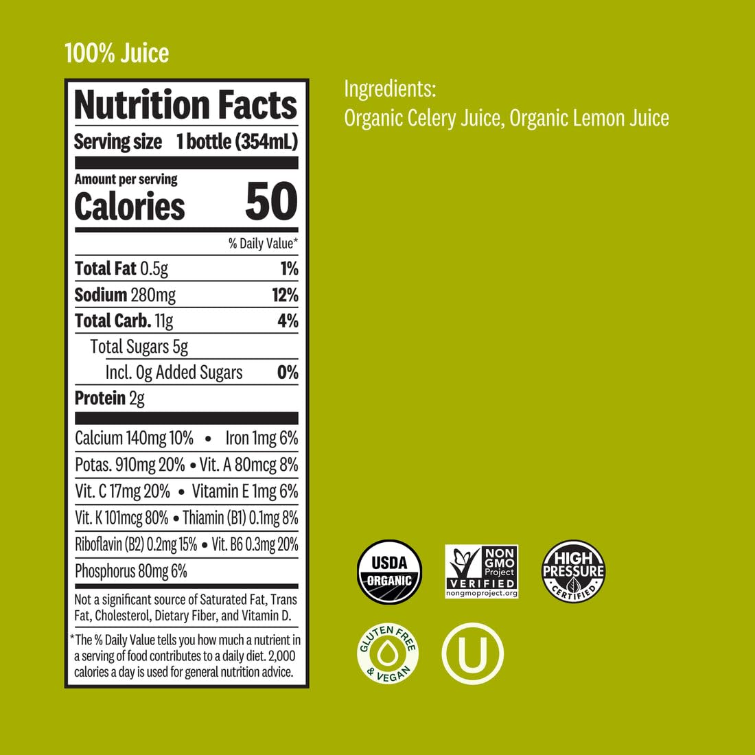Suja Cold-Pressed Celery Juice, 12 fl oz (Pack of 6)