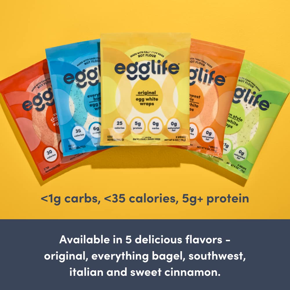 Egglife Egg White Wraps (Pack of 2, 12 Wraps Total)