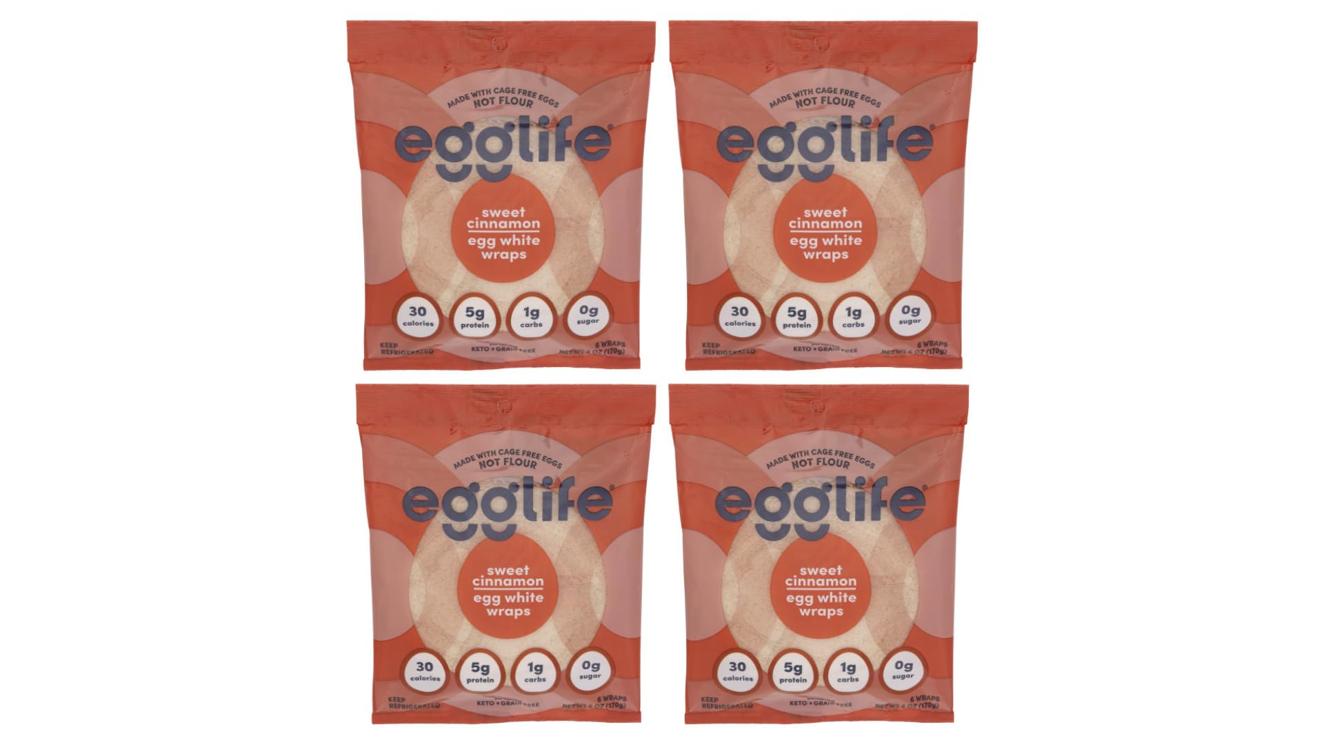 Egglife Cinnamon Egg White Wraps, 6 oz (Pack of 4)