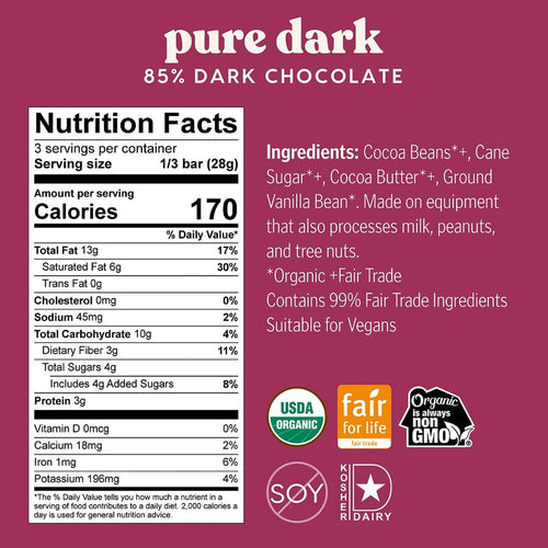 Cacao 85% Chocolate Pure Dark Bar