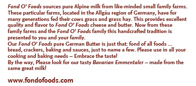 Shipped in a Cooler Allgau Grass Fed " German Butter
