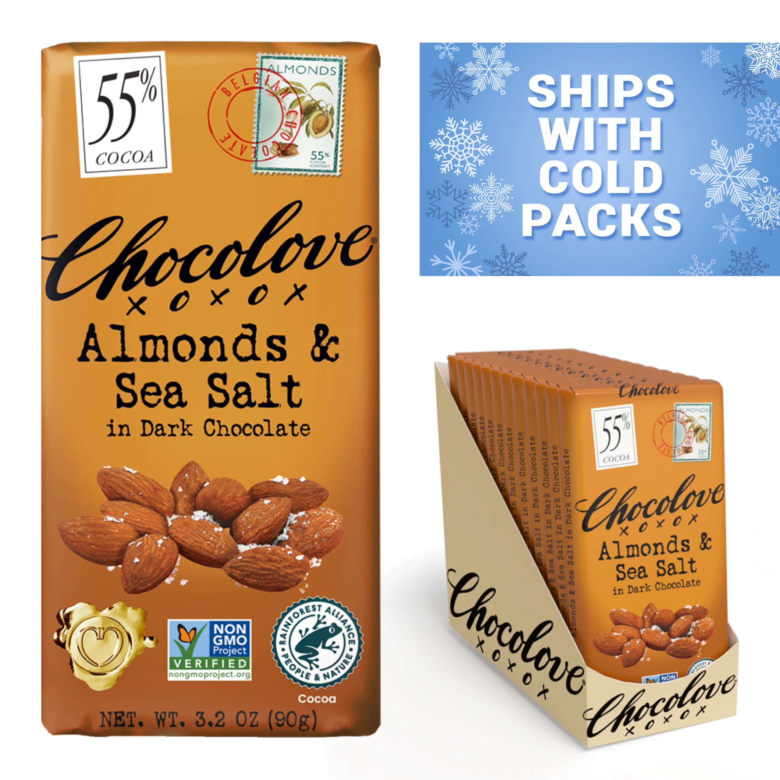 Almonds & Sea Salt Dark Chocolate Bars
