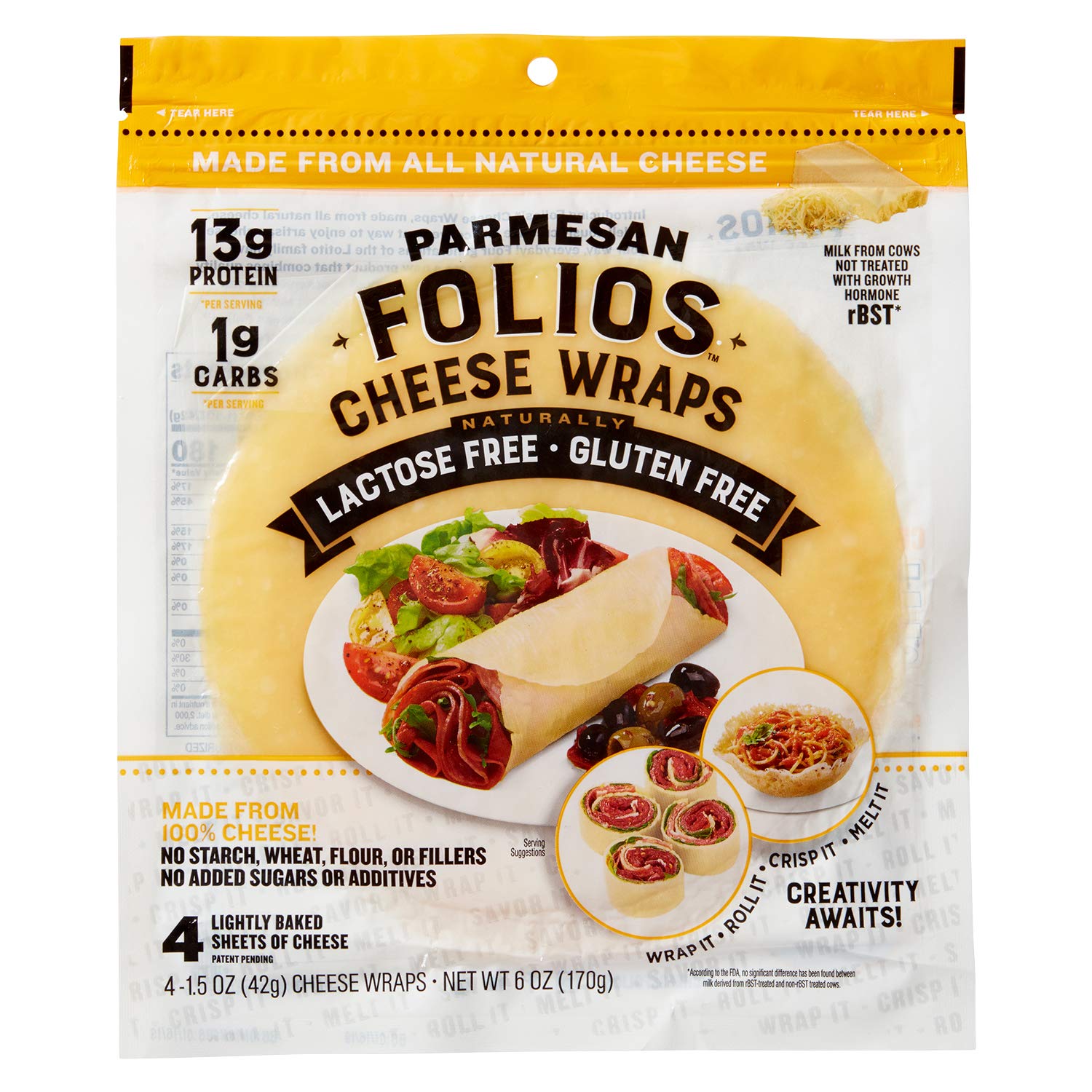 Folios All-Natural Parmesan Cheese Wraps, 6 oz