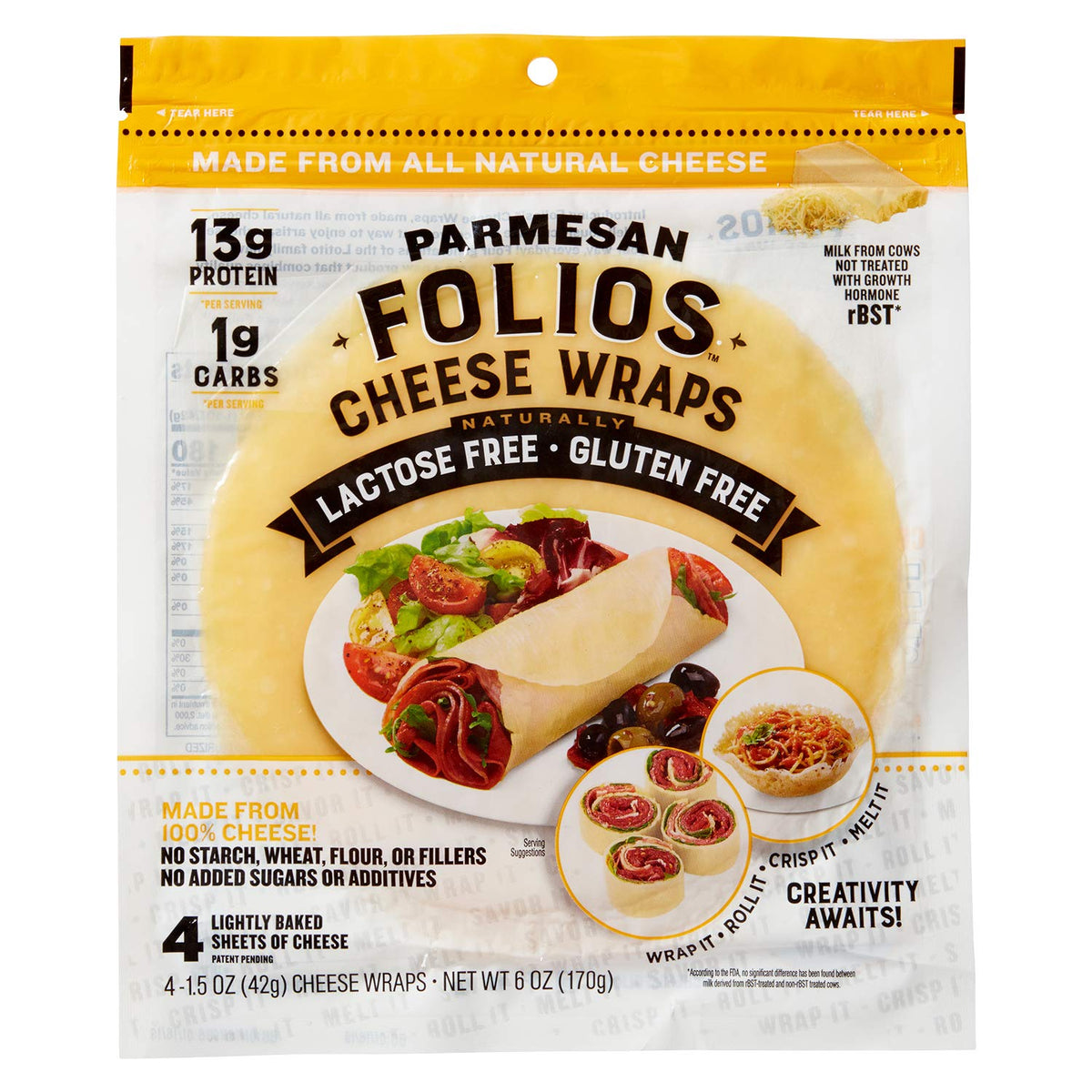 Folios All-Natural Parmesan Cheese Wraps, 6 oz