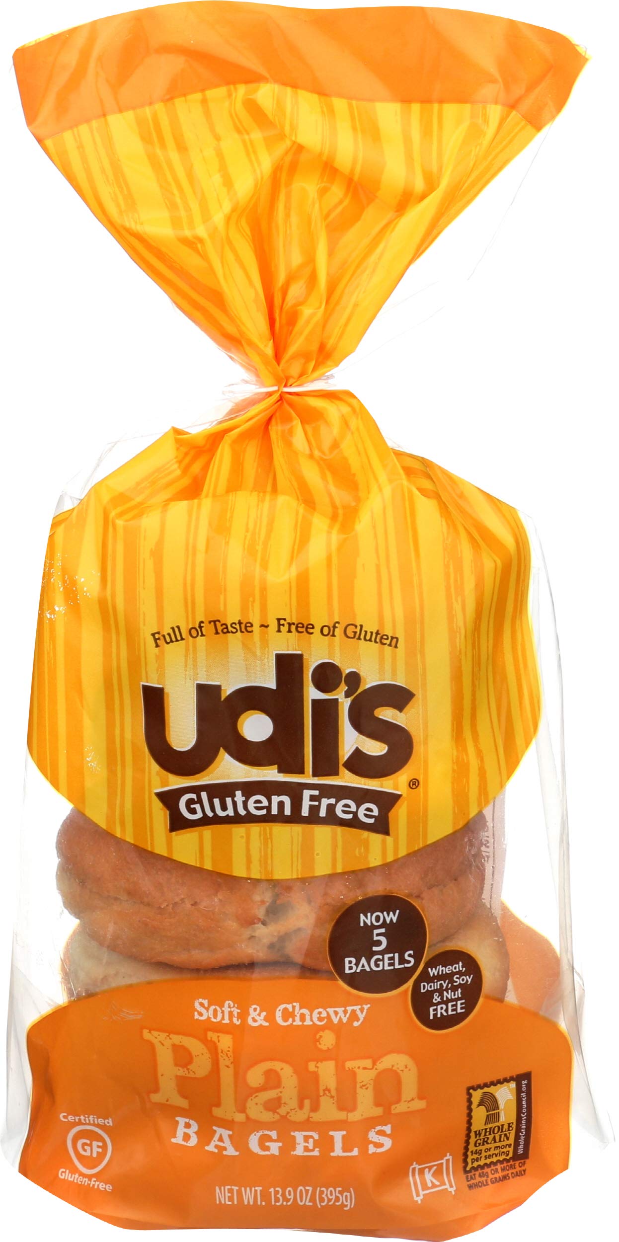 Udi's Gluten-Free Plain Bagels, 4 Count (Pack of 8)
