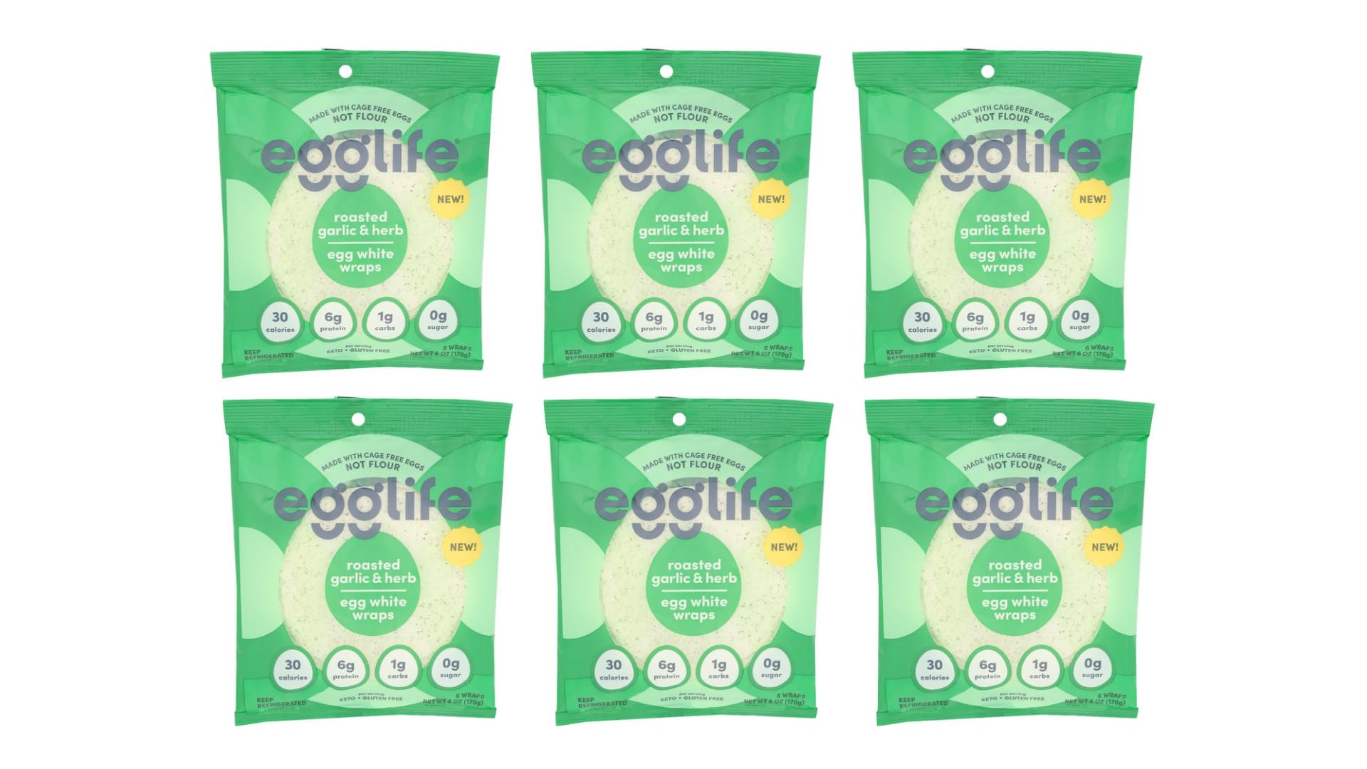 Egglife Roasted Garlic Herb Egg White Wraps (Pack of 6)