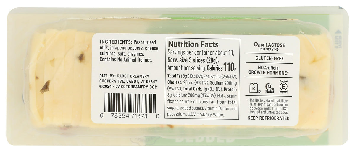 Cabot Creamery Co-op Pepper Jack Sliced Cheese Tray, 10 oz