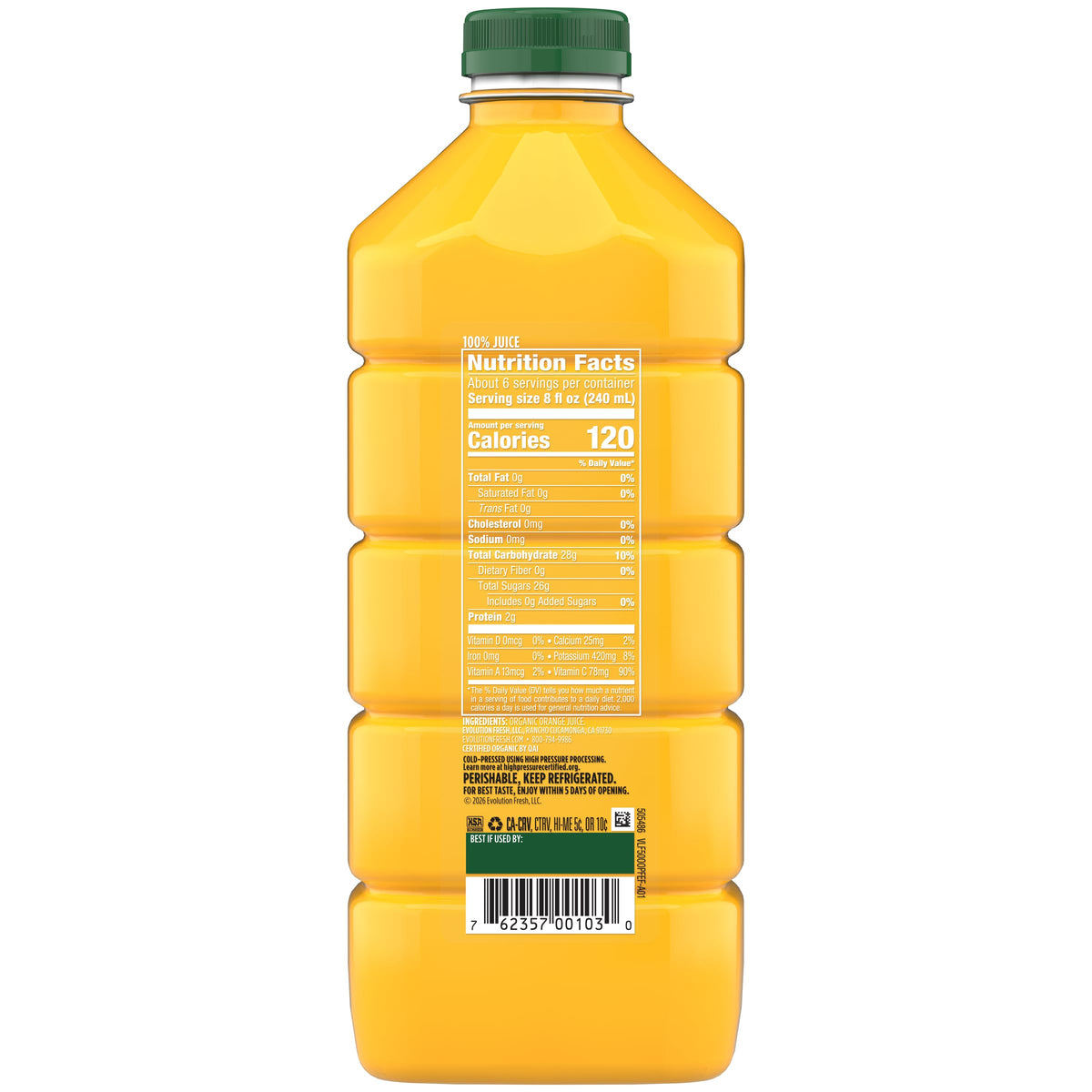Evolution Fresh Organic Pulp-Free Orange Juice, 50 fl oz