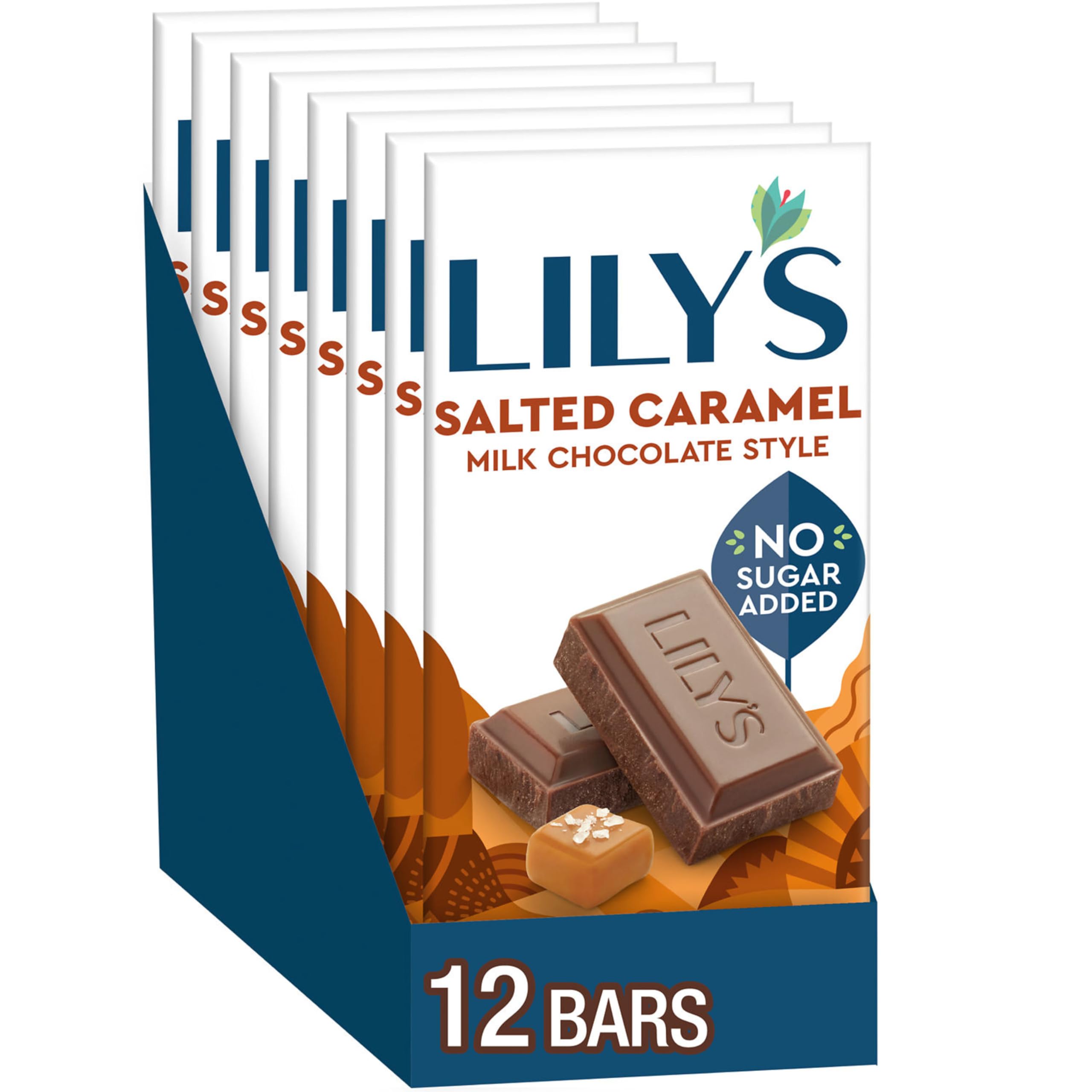 Lily's Salted Caramel Milk Chocolate Style No Sugar Added Bars, 2.8 oz (Pack of 12)