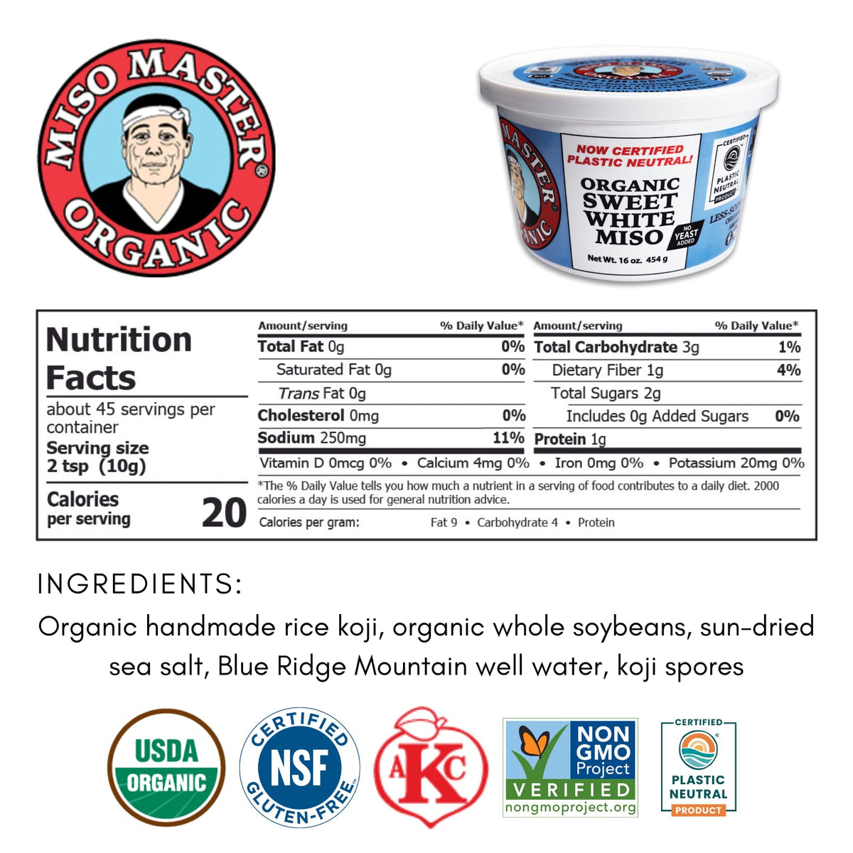 Miso Master, Miso Sweet White Rice Organic, 16 Ounce