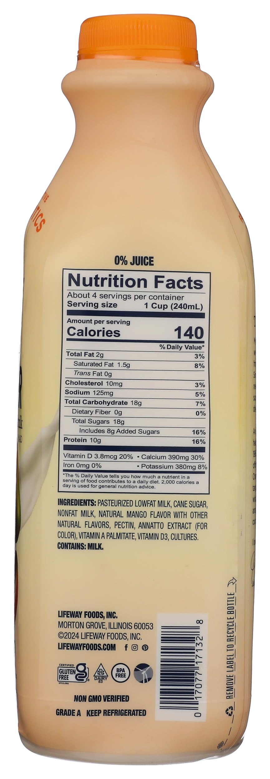 Lifeway Low-Fat Mango Kefir, 32 oz