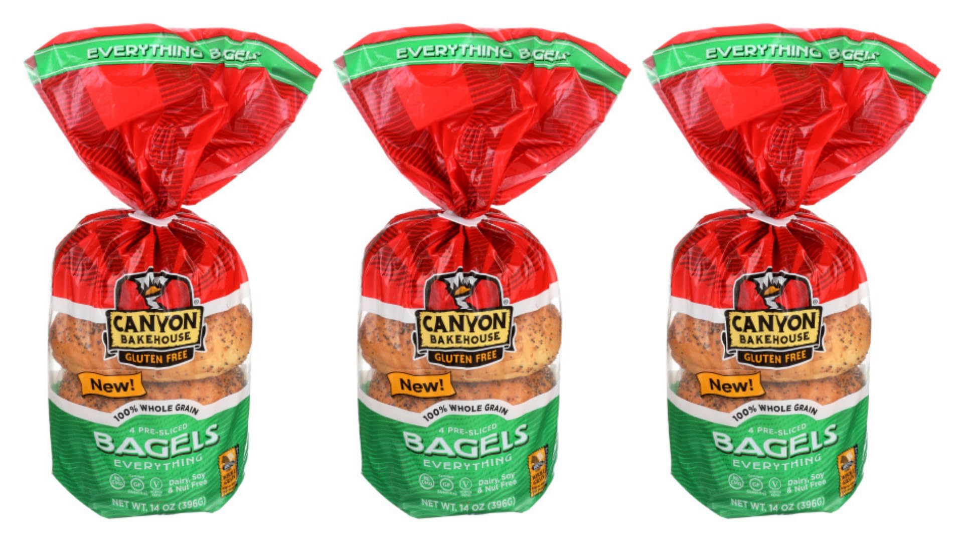 Canyon Bakehouse Everything Bagels, 14 oz (Pack of 3)